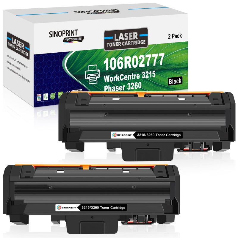 SINOPRINT Compatible 106R02777 Toner Cartridge Replacement for Xerox WorkCentre 3215 3215NI 3225 3225DNI Phaser 3260 3260DI 3260DNI 3052 106R02775 Printer Ink High Yield 3000 Pages (Black, 2-Pack) - Image 1